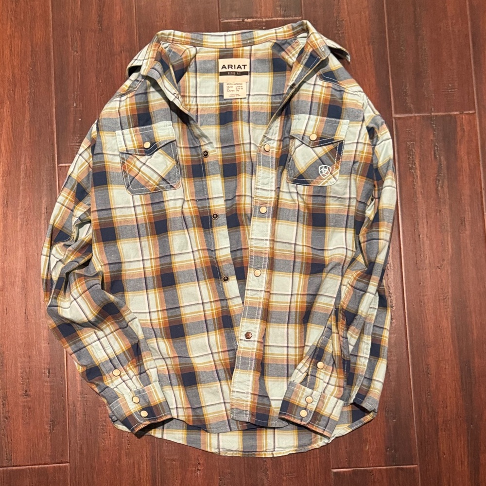 Ariat youth boys Multicolor Plaid Button Down Shirt